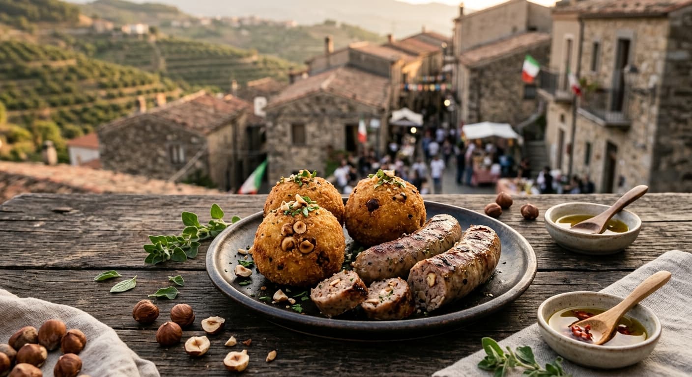 Festa della nocciola, salsicce e arancini alla nocciola