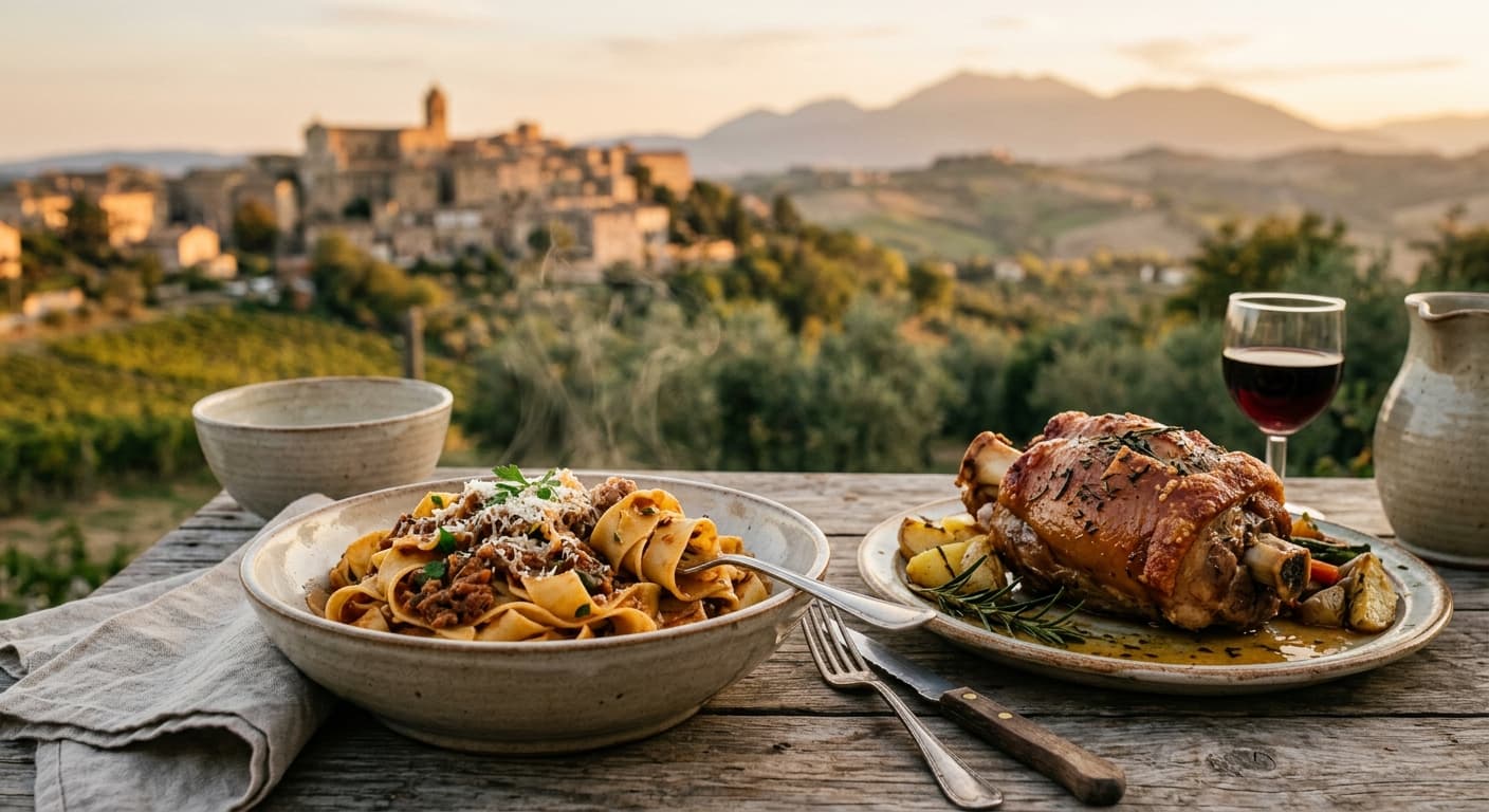 Sagra delle pappardelle di farro al ragĂą e stinco di maiale arrosto