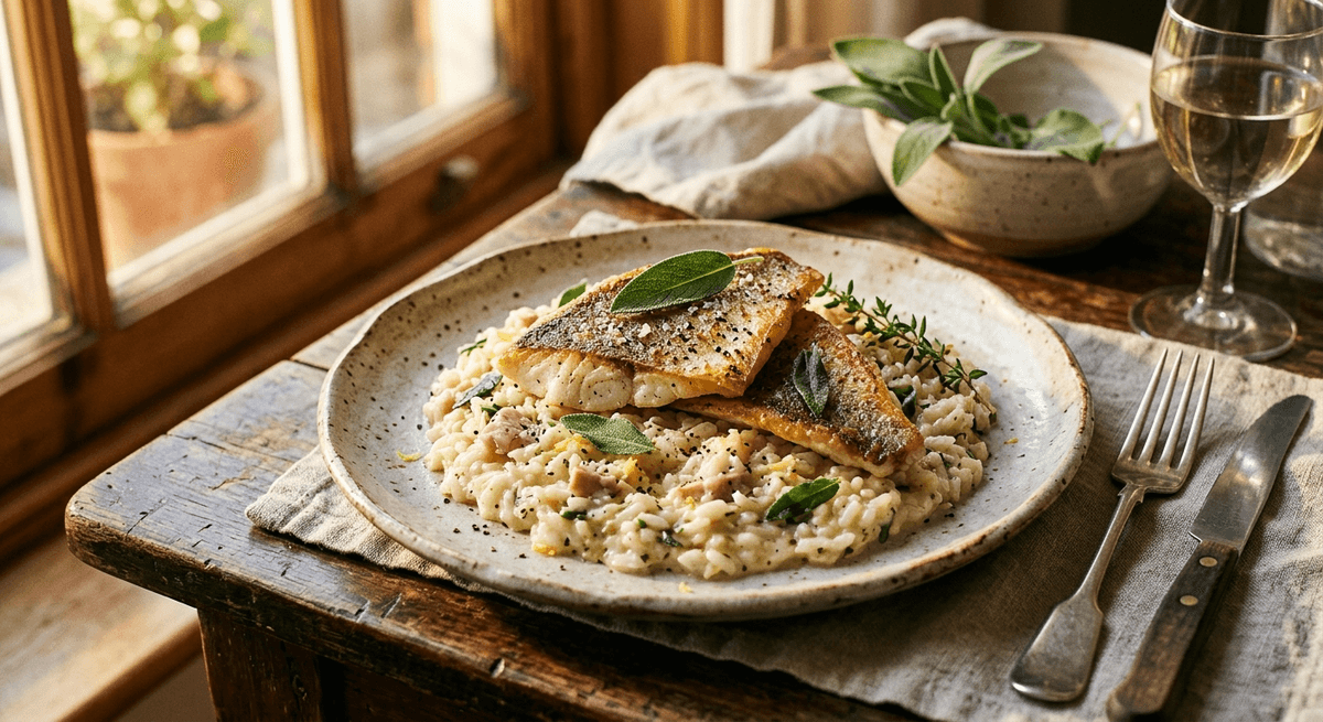 Risotto con pesce persico