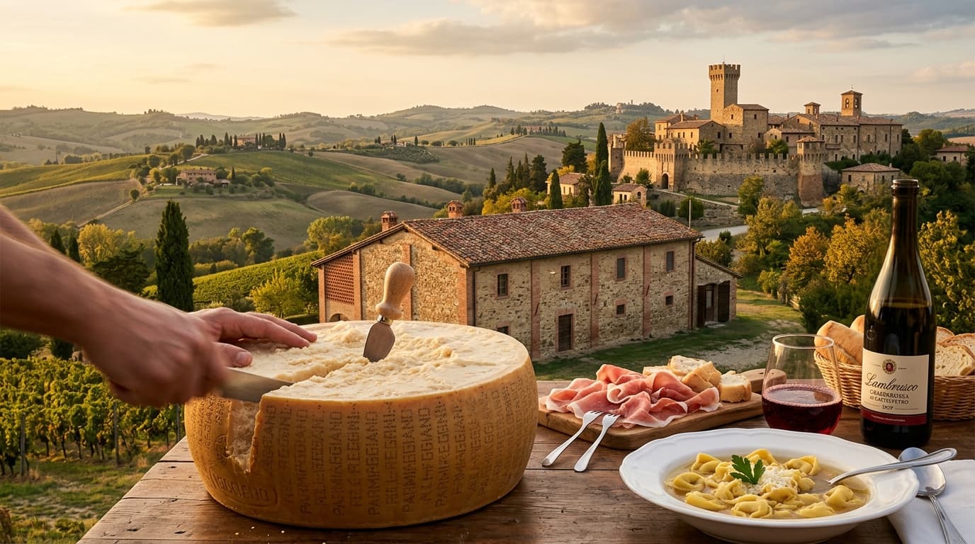 Tortellini, lambrusco e piazze