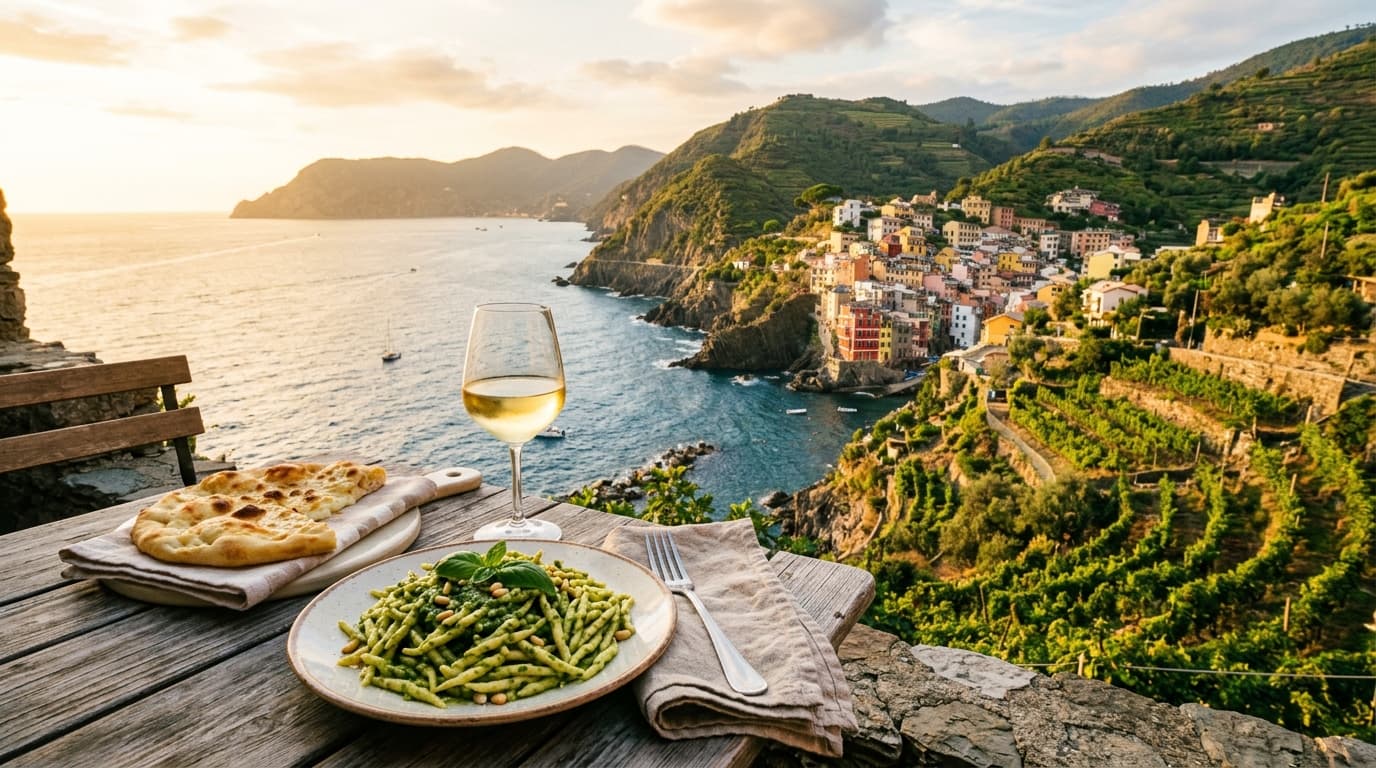 Pesto, focaccia e scogliere